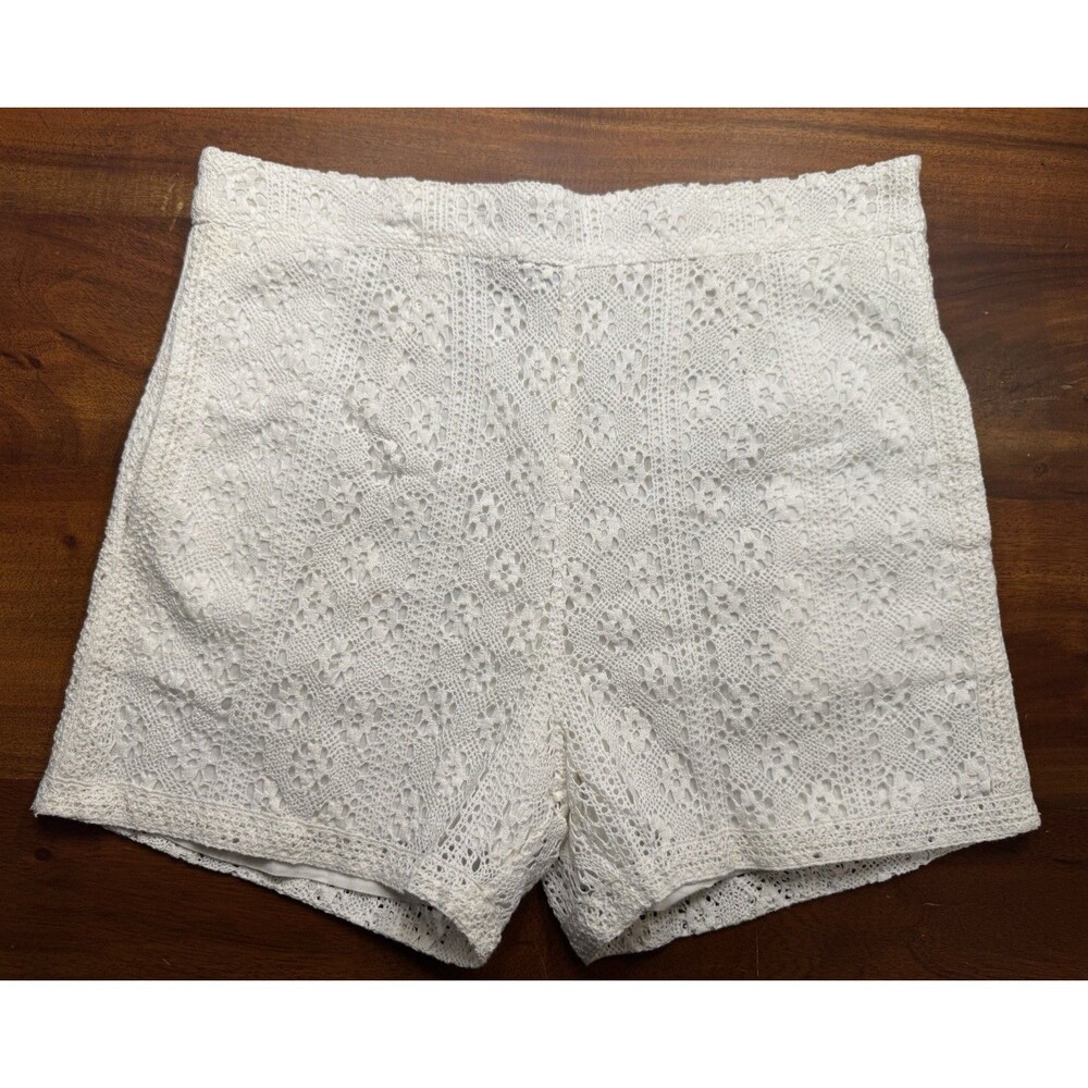 Gretchen Scott Shorty Shorts White Roadrunner Eyelet Lace Lined Sz Small S